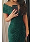 cheap Party Dresses-Women&#039;s Sheath Dress Midi Dress Black Red Green Gray Short Sleeve Fall Off Shoulder Hot Sexy 2021 S M L XL