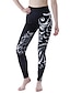 abordables Pants-Femme Sportif Yoga Joggings Respirable Des sports du quotidien Mince Pantalon Cheville Imprimer Taille haute Noir
