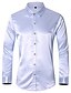 cheap Men&#039;s Shirts-Men&#039;s Blouse Shirt Solid Color Collar Casual Work Long Sleeve Tops Silk Vintage Classic Light Blue Navy White / Summer / Spring / Summer