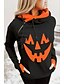 cheap HALLOWEEN-Women&#039;s Pullover Hoodie Sweatshirt Pumpkin Halloween Other Prints Halloween Hoodies Sweatshirts  Orange Light gray Dark Gray