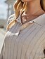 abordables Pulls-Femme Pullover Couleur unie Tricoté basique Manches Longues Pull Cardigans Hiver Col de Chemise Kaki