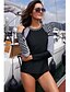 preiswerte Beach Dresses-Damen Ein Stück Badeanzug Schwarz Bademode Gefüttert Rundhalsausschnitt Badeanzüge / Gepolsterte BHs