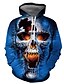 billige Hoodies-Herre Grafisk Dødningehoveder Pullover-hættetrøje 3D-udskrivning Halloween Daglig I-byen-tøj Basale Afslappet Hættetrøjer Sweatshirts Blå