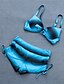 cheap Bikini-Women&#039;s Tankini Swimsuit Color Block Lace up Push Up Print Normal Swimwear Bathing Suits Blue Red / Bikini / Padded Bras