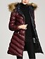 cheap Down&amp; Parkas-Women&#039;s Padded Long Coat Slim Jacket Solid Colored Blue Wine