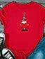 billige Christmas Tops-Dame Jul T-shirt Grafiske tryk Trykt mønster Rund hals Toppe 100 % bomuld Jul Grundlæggende top Hvid Sort Lilla