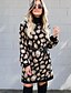 cheap Autumn dress-Women&#039;s Sweater Jumper Dress Short Mini Dress Black Long Sleeve Leopard Patchwork Winter Round Neck Elegant 2021 S M L XL