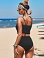 cheap Bikini-Women&#039;s Bikini Tankini Swimsuit High Waist Leopard Black Light Brown Green Swimwear Padded Bathing Suits Sexy