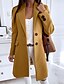 cheap Coats &amp; Trench Coats-Women&#039;s Coat Daily Fall Winter Long Coat Regular Fit Elegant &amp; Luxurious Jacket Long Sleeve Solid Colored Button Yellow Gray / Spring