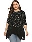 cheap Plus Size Tops-Women&#039;s T shirt Tie Dye Long Sleeve Print Round Neck Basic Tops Black