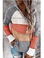 billige Sweaters-Dame Stilfull Strikket Fargeblokk Pullover Langermet Genser Cardigans Med hette Høst Vinter Svart Brun