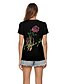 economico T-Shirt-Per donna maglietta Pop art Stampe astratte Teschi Con stampe Rotonda Top Essenziale Halloween Top basic Nero