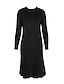 cheap Elegant Dresses-Women&#039;s Sweater Jumper Dress Knee Length Dress Black Dusty Rose Gray Long Sleeve Solid Color Fall Round Neck Work Casual 2021 One-Size