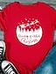 baratos Christmas Tops-Mulheres Natal Camiseta Estampas Abstratas Estampado Decote Redondo Blusas 100% Algodão Natal Camisetas Básicas Branco Preto Roxo