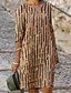 preiswerte Midikleider-Damen Chiffon-Kleid Knielanges Kleid Rosa Beige Halbe Ärmel Gestreift Herbst Rundhalsausschnitt heiß Elegant 2021 S M L XL XXL 3XL 4XL 5XL / Übergrössen / Übergrössen