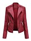 cheap Jackets-Women&#039;s Faux Leather Jacket Windproof Shopping with Pockets Full Zip Slim Fit Zipper Turndown Casual Stripes Regular Fit Outerwear Long Sleeve Winter Fall Solid Color Party Outdoor Street