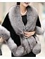 cheap Furs &amp; Leathers-Women&#039;s Cloak / Capes Fall Party Daily Regular Coat Loose Sophisticated Jacket Fur Trim Solid Colored Wine Gray White