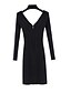 cheap Elegant Dresses-Women&#039;s Sweater Jumper Dress Short Mini Dress Black Long Sleeve Fall Winter V Neck Work Elegant 2021 One-Size