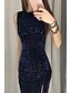 cheap Party Dresses-Women&#039;s Sheath Dress Maxi long Dress Navy Blue Sleeveless Solid Color Split Patchwork Fall Round Neck Sexy 2021 S M L XL