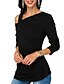 abordables Tops &amp; Blouses-Mujer Blusa Camisa Un Color Manga Larga Un Hombro Básico Tops Negro