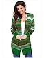 baratos Christmas Sweater-Mulheres Natal Tricotado Listrado Carregam Manga Longa Casacos de malha Decote V Outono Inverno Preto Vermelho Verde