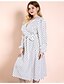 cheap Plus Size Dresses-Women&#039;s A Line Dress Knee Length Dress White Long Sleeve Polka Dot Print Summer V Neck Elegant Casual Lantern Sleeve 2021 XL XXL 3XL 4XL