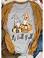 abordables HALLOWEEN-Femme T shirt Tee Gris Graphic Lettre Imprimer Manche Courte Halloween du quotidien basique Halloween Col Rond 100% Coton