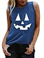 cheap HALLOWEEN-Women&#039;s Halloween Tank Top Graphic Prints Pumpkin Print Round Neck Tops Basic Halloween Basic Top White Black Blue