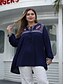 economico Top taglie forti-Per donna maglietta Tinta unita Manica lunga Con stampe A V Top Essenziale Top basic Blu