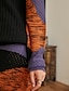 abordables Pulls-Femme Pullover Bloc de Couleur Tricoté Fibres acryliques basique Manches Longues Pull Cardigans Automne Hiver Col Ras du Cou Bleu Marine