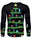 cheap Christmas Tees-Men&#039;s T shirt 3D Print Graphic 3D Long Sleeve  Tops Basic Round Neck Green / Black