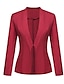 billige Blazere til damer-kvinners vår casual jobb kontor solid stå krage åpen blazer jakke vin rød m