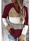 billige Sweaters-Dame Stilfull Strikket Fargeblokk Pullover Langermet Genser Cardigans Med hette Høst Vinter Svart Brun