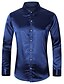 cheap Men&#039;s Shirts-Men&#039;s Blouse Shirt Solid Color Collar Casual Work Long Sleeve Tops Silk Vintage Classic Light Blue Navy White / Summer / Spring / Summer