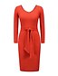 cheap Elegant Dresses-Women&#039;s Sweater Jumper Dress Midi Dress Black Red Light Blue Long Sleeve Fall V Neck Hot Cap Sleeve 2021 S M L XL XXL