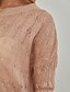 baratos Camisolas-Mulheres Pulôver Suéter Côr Sólida Bordado Tricotado Fibras Acrilicas Básico Casual Manga Longa Solto Casacos de malha Outono Inverno Decote Redondo Rosa / Feriado