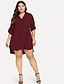 cheap Plus Size Tops-Women&#039;s Going out Plus Size Blouse Shirt Solid Colored V Neck Tops Loose Cotton Elegant Basic Top Wine / Work