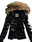 preiswerte Damen Jacken-Damen Jacke Alltag Herbst Winter Standard Mantel Mit Kapuze Normale Passform Grundlegend Jacken Langarm Solide Schwarz / Kunst-Pelz