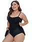 cheap Plus Size Swimwear-Women&#039;s One Piece Swimsuit Mesh Black Plus Size Swimwear Padded Strap Bathing Suits / Padded Bras