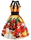 cheap Christmas Dresses-Women&#039;s A Line Dress Knee Length Dress Blue Yellow Orange Black Red Light Blue Sleeveless Print Print Fall Halter Neck Elegant Christmas Slim 2021 S M L XL XXL