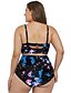 cheap Plus Size Swimwear-Women&#039;s Bikini Swimsuit High Waist Cut Out Mesh Blue Purple White Plus Size Swimwear Padded Strap Bathing Suits / Print