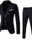 billige Blazere til damer-3-delt blazerjakke menns slim dress kåpe smoking party business bryllupsfest jakke vest&amp;amp; bukser (svart, xxxl)