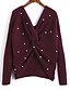 cheap Sweaters &amp; Cardigans-Women&#039;s Pullover Plain Solid Color Open Back Knitted Stylish Long Sleeve Sweater Cardigans Fall Winter V Neck Blushing Pink Wine Khaki