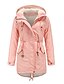 abordables Women&#039;s Coats &amp; Jackets-Femme Parka Longue Manteau Ample Veste Couleur Pleine Rose Claire Vert Véronèse Noir / Coton