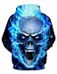 baratos Hoodies-Homens Tamanho Grande Gráfico Caveiras Moletom com capuz Com Capuz Impressão 3D dia das Bruxas Diário Para Noite Básico Casual Moletons Moletons Manga Longa Azul