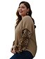 cheap Plus Size Sweaters-Women&#039;s Basic Knitted Leopard Cheetah Print Pullover Long Sleeve Plus Size Sweater Cardigans Crew Neck Fall Black Blue Khaki