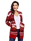 economico Christmas Sweater-Per donna Natale Lavorato a maglia A strisce Cardigan Manica lunga Maglioni cardigan A V Autunno Inverno Nero Rosso Verde