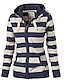 cheap Jackets-Women&#039;s Jacket Daily Fall Winter Regular Coat Regular Fit Sporty Jacket Long Sleeve Striped Drawstring Blue / Spring
