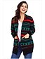 abordables Christmas Sweater-Mujer Navidad De Punto A Rayas Cárdigan Manga Larga Cárdigans suéter Escote en Pico Otoño Invierno Negro Rojo Verde Trébol