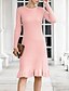 cheap Elegant Dresses-Women&#039;s Sweater Jumper Dress Short Mini Dress Blushing Pink Black Beige Light Blue Long Sleeve Fall Winter Round Neck Hot Casual 2021 One-Size